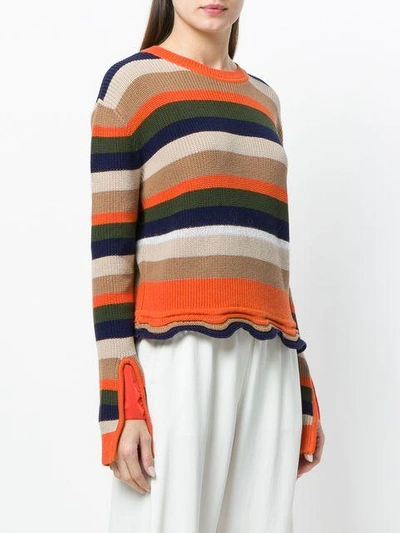 Shop Moncler Striped Fitted Sweater - Multicolour