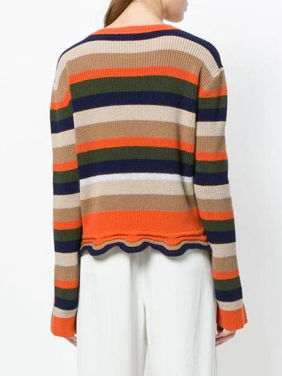 Shop Moncler Striped Fitted Sweater - Multicolour