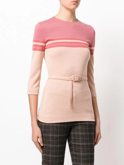Shop Miu Miu Belted Knitted Jumper - Pink