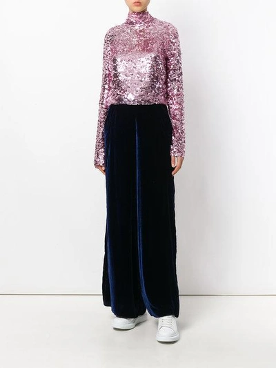 Shop Aviu Wide-leg Textured Trousers In Blue