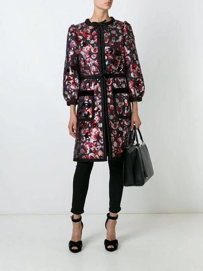 Shop Marc Jacobs Warped Flower Sequin Coat In Red