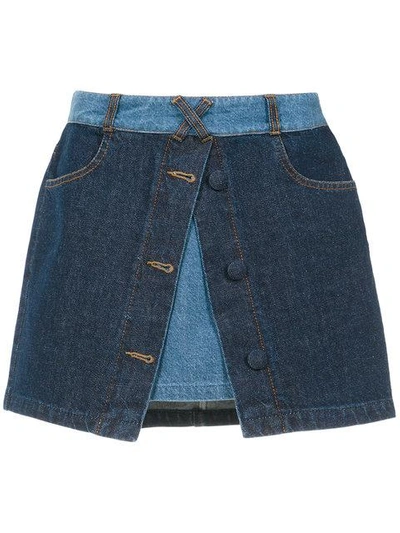 Shop Andrea Bogosian Layered Denim Skirt In Blue