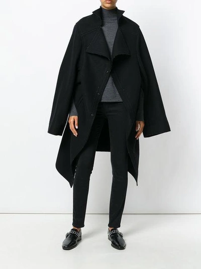 Shop Yohji Yamamoto V Back Coat - Black