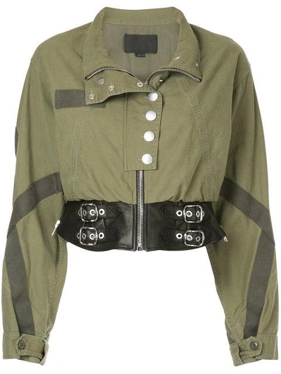 Shop Alexander Wang Belted Cropped Jacket - Green
