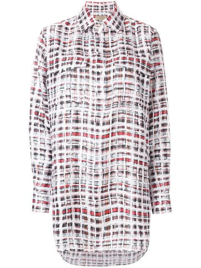 Shop Burberry Scribble Check Shirt In White