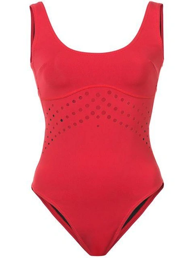 Shop Cynthia Rowley Racy Perforated Swimsuit - Red