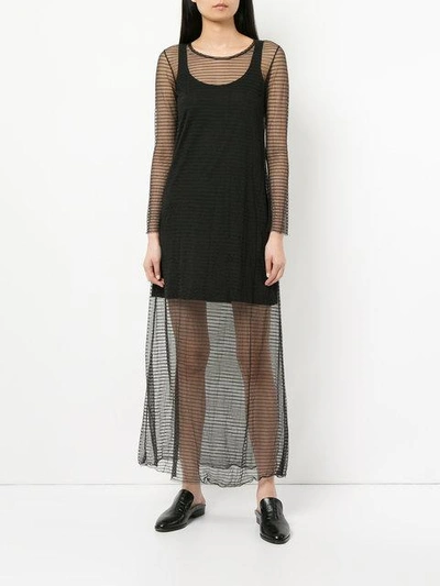 Shop Yohji Yamamoto Vintage Sheer Striped Dress