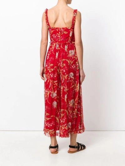 Zimmermann Corsair Iris Floral-print Silk-georgette Jumpsuit In Pink |  ModeSens