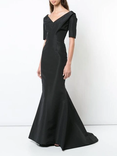 Shop Carolina Herrera V-neck Mermaid Gown In Black