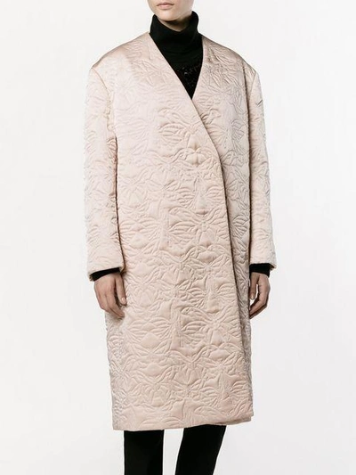 Shop Alexander Mcqueen Butterfly Embroidered Cocoon Coat In Pink