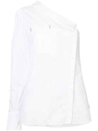 Shop Mugler Asymmetric One-shoulder Shirt In White