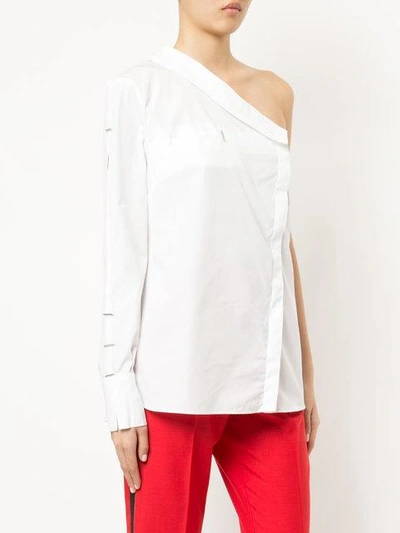 Shop Mugler Asymmetric One-shoulder Shirt In White