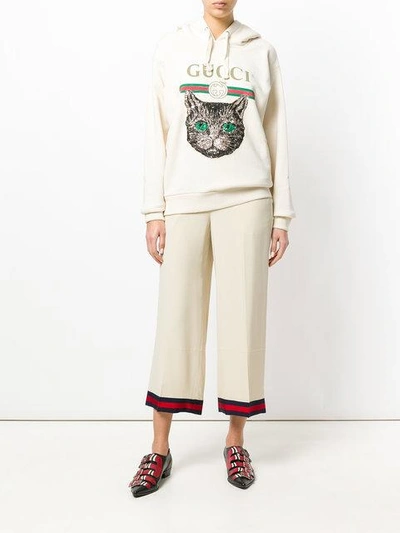 Shop Gucci Web-trimmed Trousers In Neutrals