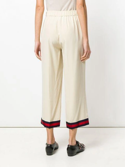 Shop Gucci Web-trimmed Trousers In Neutrals