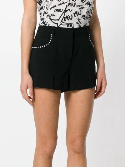 Shop Miu Miu Crystal-embellished Shorts - Black