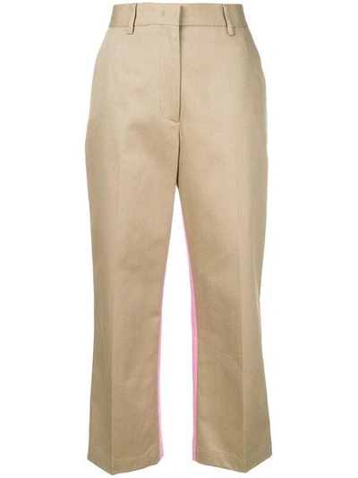 Shop Msgm Bicolour Trousers - Neutrals