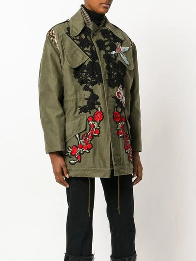 Shop Antonio Marras Rose Patch Parka - Green