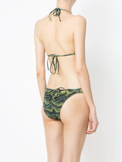 Shop Amir Slama Waves Print Swimsuit In Green