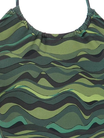 Shop Amir Slama Waves Print Swimsuit In Green