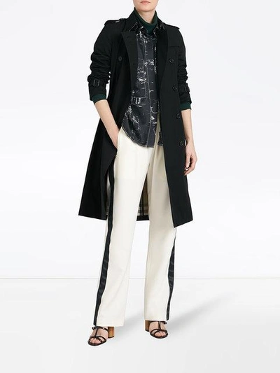 BURBERRY CONTRAST KILTIE全棉超长款风衣 - 黑色