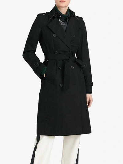 BURBERRY CONTRAST KILTIE全棉超长款风衣 - 黑色