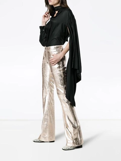 Shop Chloé Silver Metallic Leather Trousers In Nr9dl Silver