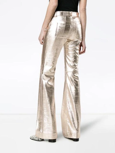 Shop Chloé Silver Metallic Leather Trousers In Nr9dl Silver