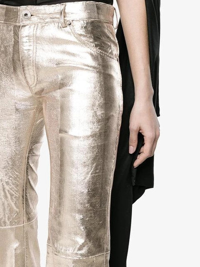 Shop Chloé Silver Metallic Leather Trousers In Nr9dl Silver