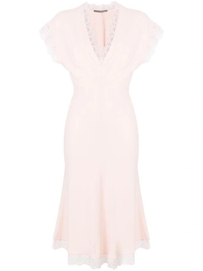 Shop Ermanno Scervino Lace Trim Dress - Pink