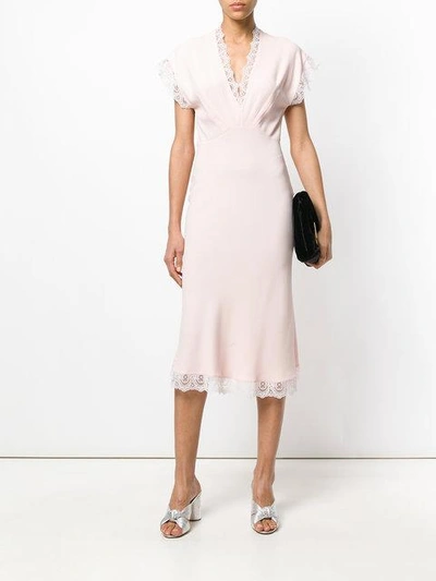 Shop Ermanno Scervino Lace Trim Dress - Pink