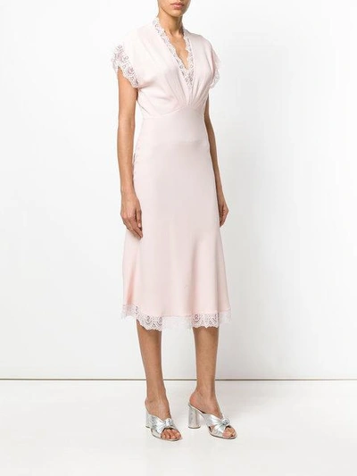 Shop Ermanno Scervino Lace Trim Dress - Pink