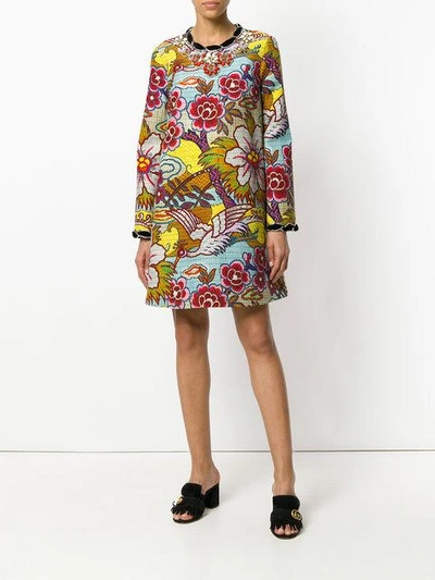 Shop Gucci Embellished Floral Print Dress In Multicolour