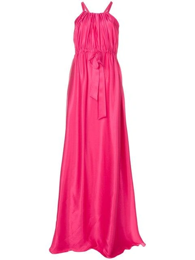 Shop Lanvin Flared Cinched Waist Gown In Pink