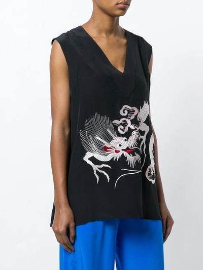 Shop P.a.r.o.s.h Dragon Embroidered Tank Blouse In Black