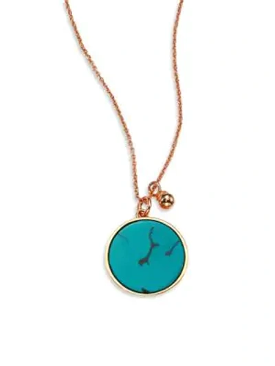 Shop Ginette Ny Women's Wise Ever Turquoise & 18k Rose Gold Pendant Necklace