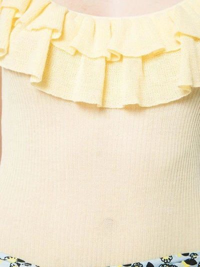 Shop Ulla Johnson Ruffled Neck T-shirt In Yellow