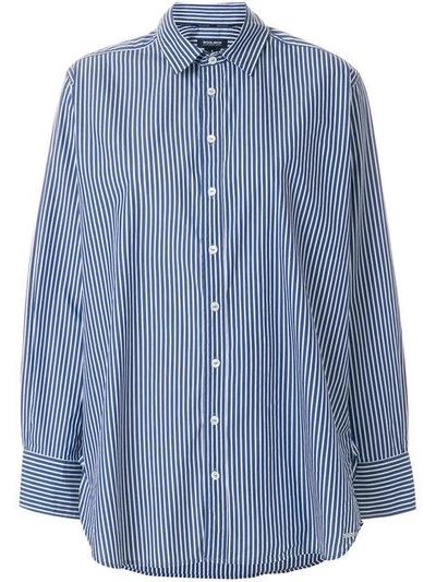 Shop Woolrich Loose Striped Shirt - Blue