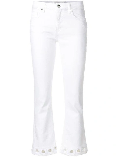 Shop Victoria Victoria Beckham Cut Out Detail Cropped Jeans In White