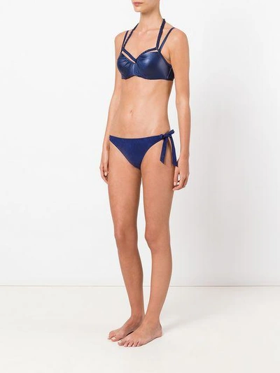 Shop Marlies Dekkers Holi Glamour Plunge Balcony Bikini Top In Blue