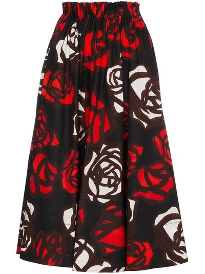 Shop Marni Midi Pleated Floral Skirt