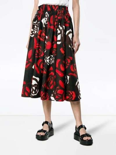 Shop Marni Midi Pleated Floral Skirt