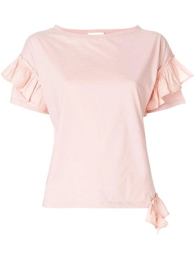 Shop Semicouture Ruffled Sleeves T-shirt - Pink