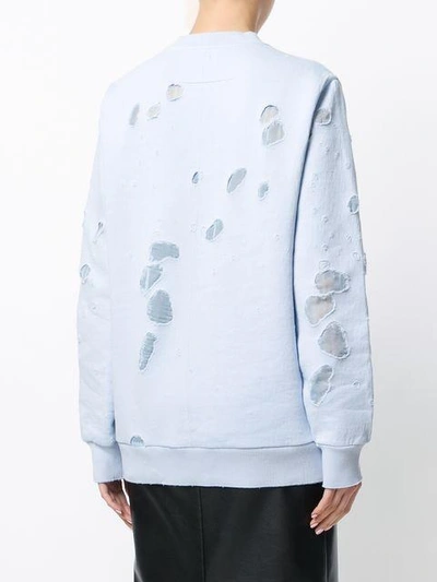 Shop Givenchy Distressed Logo Sweatshirt In Blue