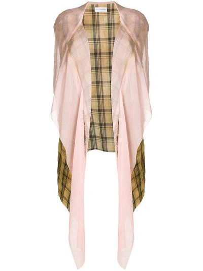 Shop Faith Connexion Draped Plaid Hooded Jacket In Green