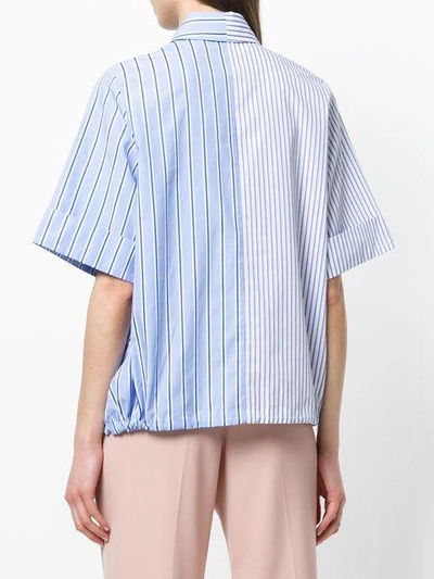 Shop Victoria Victoria Beckham Striped Half Sleeve Shirt In Blue