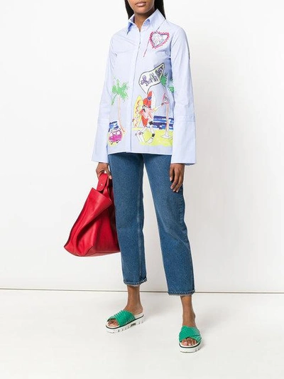 Shop Mira Mikati Gestreiftes Hemd Mit Print In Blue