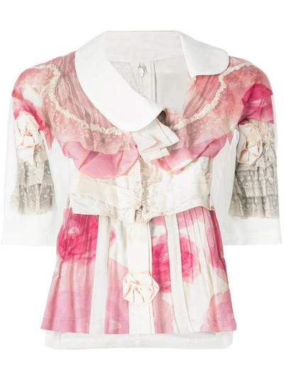 Shop Comme Des Garçons Comme Des Garçons Floral Print Ruffled Blouse - Pink