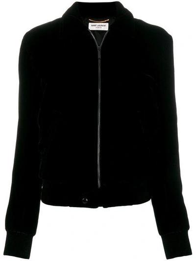 Shop Saint Laurent Embellished Bomber Jacket - Black