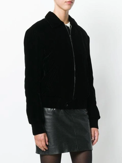 Shop Saint Laurent Embellished Bomber Jacket - Black