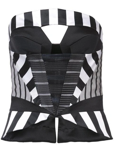 Shop Rubin Singer Striped Cut-out Corset - White